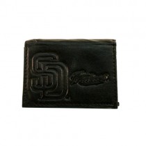 Wholesale Wallets - San Diego Padres Wallets - Black Tri-Fold - 12 For $84.00