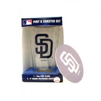 San Diego Padres Glassware - 16OZ Pint With 4Pack Coaster Set - $5.00 Per Set