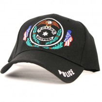 Closeout - Black - Police Support Circle Logo Ballcaps - 12 Caps For $18.00