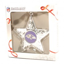 Baltimore Ravens Ornaments - Silver Star Style - 12 For $36.00