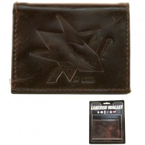 San Jose Sharks Merchandise - BROWN Tri-Fold - Leather Wallets - 12 Wallets For $84.00