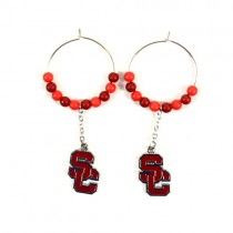 USC Trojans Earrings - 1" Multi Bead Hoop Earrings - 12 Pair For $36.00