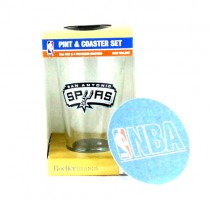 San Antonio Spurs Glassware - 16OZ Glass Pint With 4Pack Coaster Set - 12 Sets For $54.00