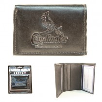Wholesale Wallets - St. Louis Cardinals Wallets - BLACK Tri-Fold Leather Wallets - 12 For $84.00