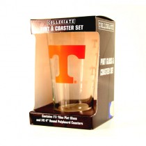Tennessee Volunteers Glassware - 16OZ Glass Pint With 4Pack Coaster Set - $5.00