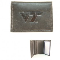 Virginia Tech Wallets - Black Tri-Fold Leather Wallets - 12 Wallets For $84.00