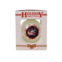 Columbus Blue Jackets Ornaments - 3.1/4" Frosted Fleur Style - 6 For $21.00
