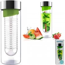 Infuser Water Bottles - ASOBU - 20OZ GLASS With Metal Top - GREEN - #002465 - 12 For $42.00