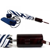 Travel Umbrellas - Aqua Sheen Push Button Traveler - Blue/White - 12 For $42.00