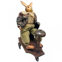 David DeCamp Art - 17" Bell Cart - Rabbit With Wooden Bell Cart and Mallet - The Working Class - 4 For $20.00