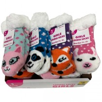 Girls Super Soft Lounge Socks - Popcorn Softie Top - Assorted Designs - All Size 3.5" to 7.50" - Fits Most - PrePriced: $5.00 - 20 Pair For $45.00