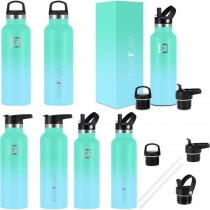 Iron Flask - 16OZ Water Bottle Blue/Green Ombre SKY - Stainless Vac Sealed With 3 Lid Options - 4 For $20.00