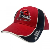 Miami Redhawks Caps - 2Tone Black/Red True Fan Caps - 6 For $18.00 