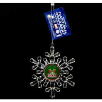 Milwaukee Bucks Ornaments - Acrylic Snowflake Style - 6 For $18.00