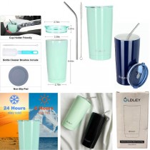 Oldley Tumblers - Ceramic Coated Stainless Steel - Colors May Vary - 20OZ With Accessories - 12 For $72.00