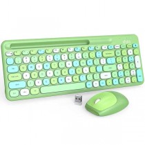 Uhuru Products - 2.4 GHZ Wireless Keyboard and Mouse Set - Retro Styling With Device Holder - 2 Sets For $24.00